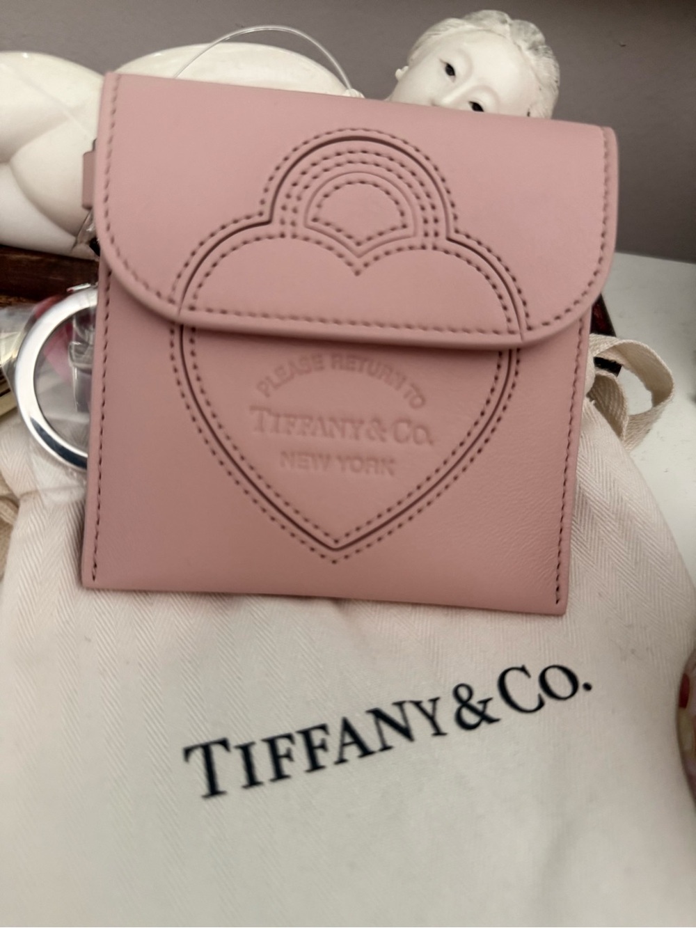 Tiffany & Co. Blush Pink Heart Leather Mini Crossbody Pouch